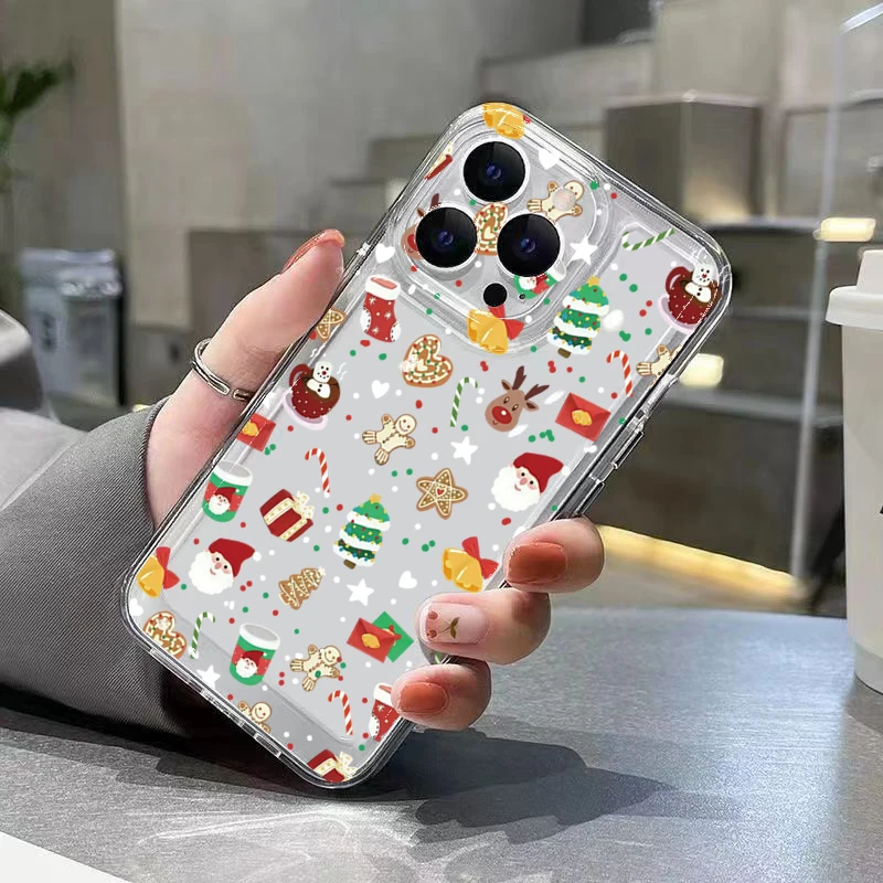 Capa de telefone de silicone macio transparente com padrão de Natal para Xiaomi Redmi Note 14 13 12 Pro Plus 5G 12S 11 10 14C 13C 12C Capa