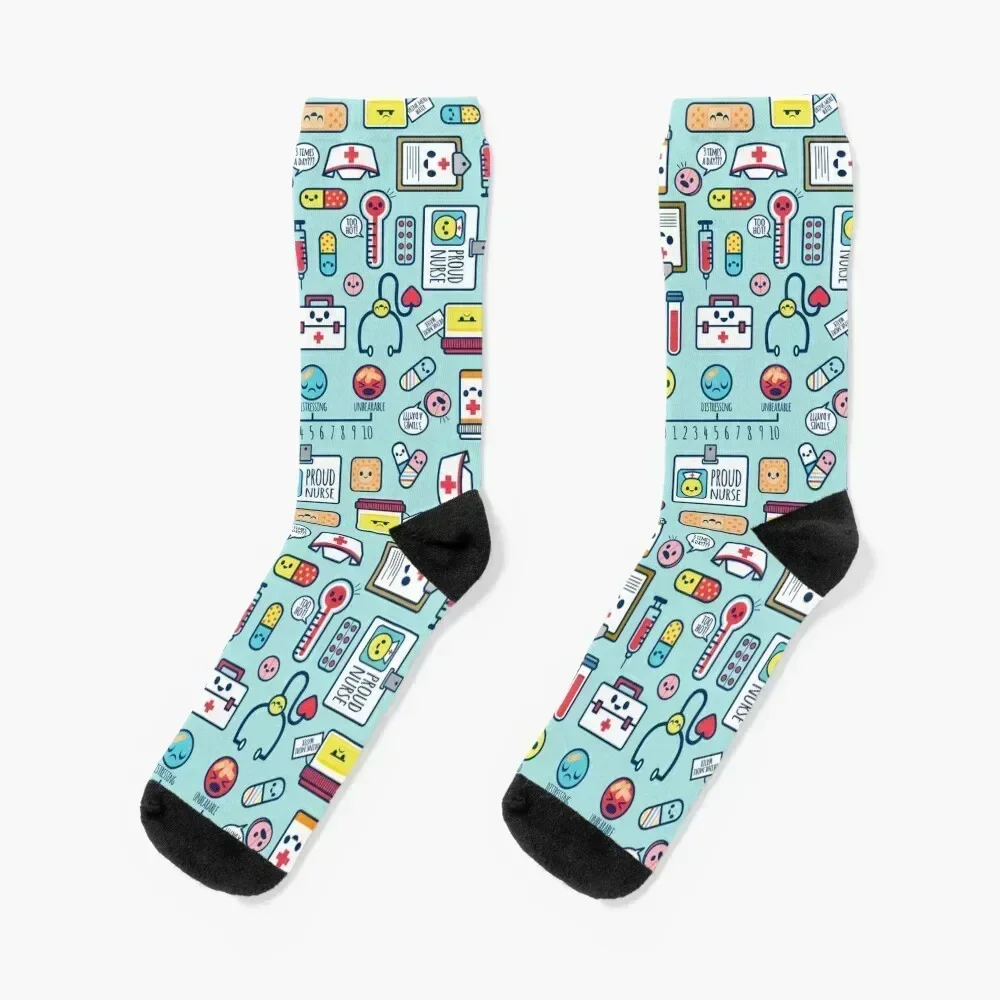 

Proud To Be a Nurse / Surface Pattern Design / Blue Socks heated funny sock Crossfit Man Socks Women's