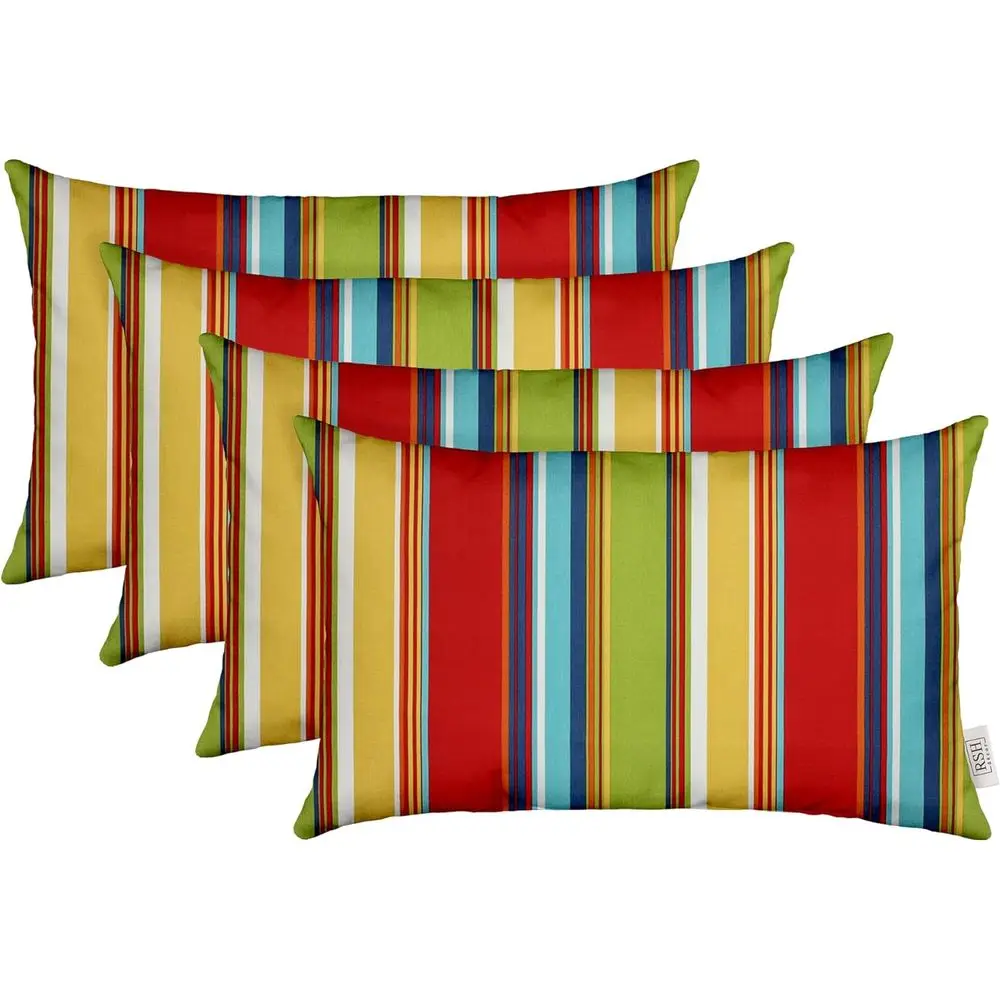 Set of 4 Outdoor Pillows, 20x12 Inches, Waterproof, All-Weather Spun Polyester, Made in USA