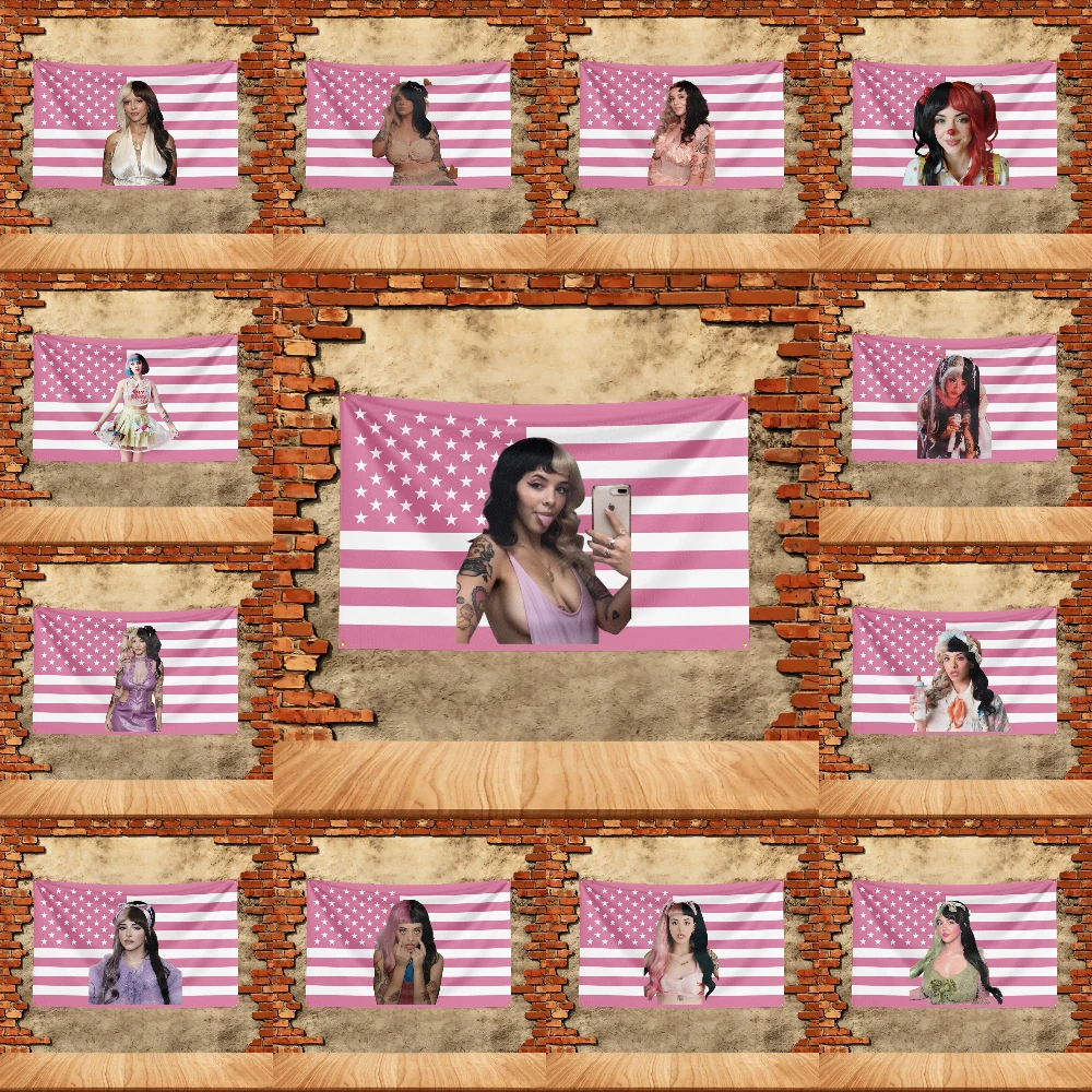Musikflagge für Fans von Melanie Martinez, Banner mit beliebigem Bild, für Garage, Schlafzimmer, Wohnzimmer, Wohnheim, Wandbehang, Wandteppich