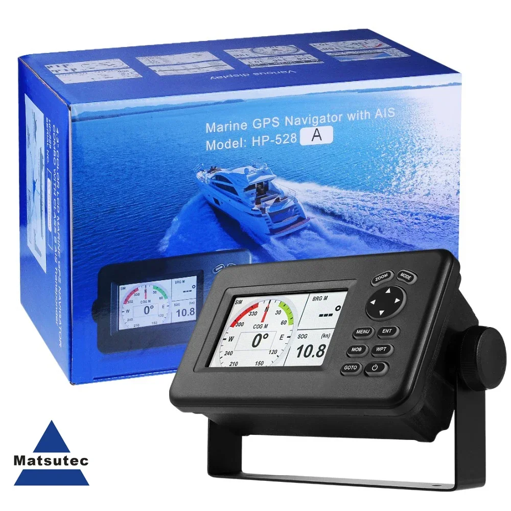 

HP-528A 4.3-inch Color LCD Chart Plotter Built-in Class B AIS Transponder Combo High Sensitivity Marine GPS Navigator