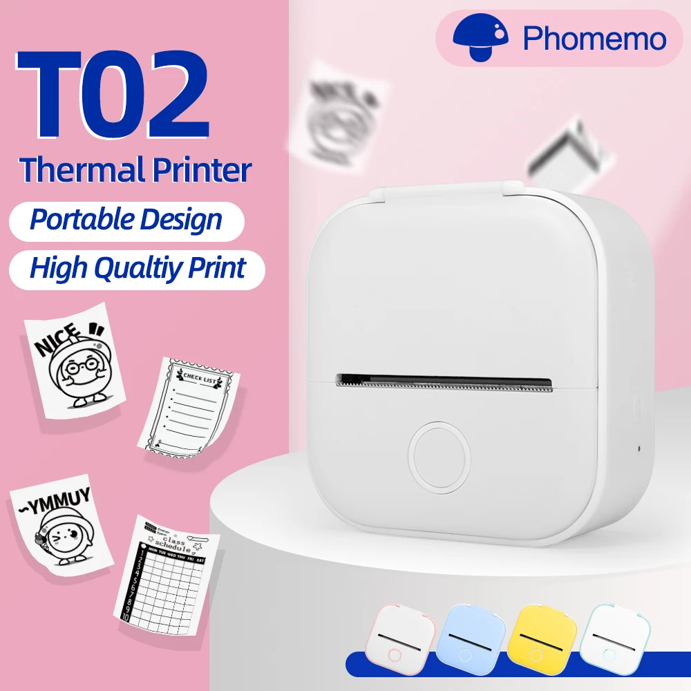 Phomemo-ポケットプリンターt02,サーマル,ミニワイヤレスキープリンター,家庭,学校,オフィス用