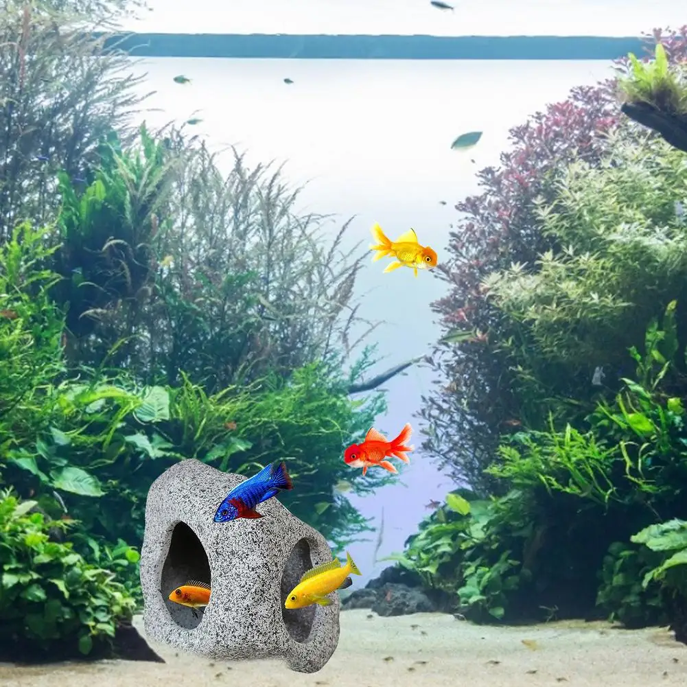 حوض السمك كهف الصخور خزان الأسماك بركة مخبأ لالروبيان Cichlid إخفاء تربية التفريخ المخبأ حوض السمك زينة اكسسوارات