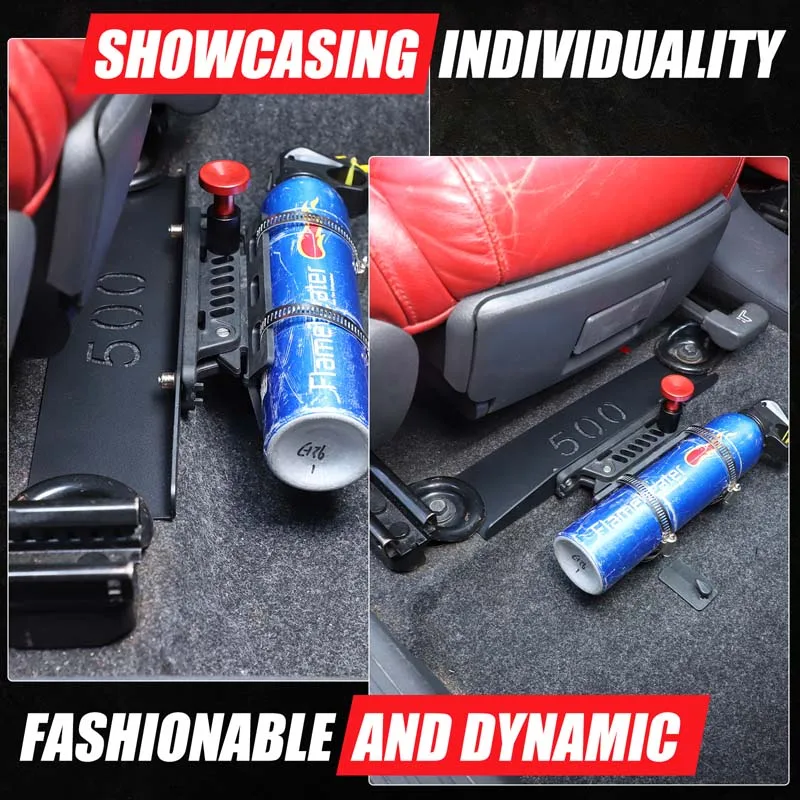 

For Fiat 500 2016-2026 Aluminum Alloy Black Car Seat Adjustable Storage Bracket Mount Organizer Accessories