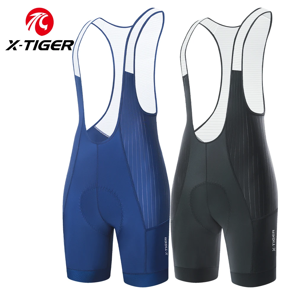 X-TIGER Men\'s Cycling Shorts Long Distance Riding Bib Shorts Pro Men\'s Cycling Shorts High Density Foam Cushion 5 CM Leg Gripper