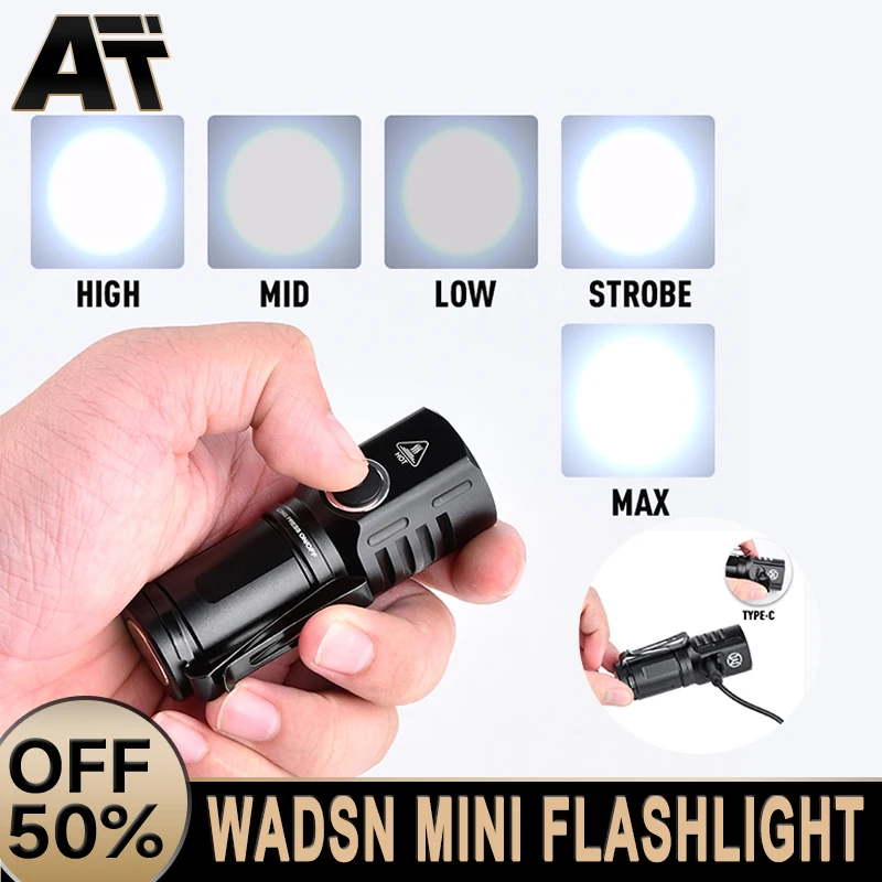 WDASN Mini Flashlight Four Modes White LED Scout Light Four Modes Hunting Strobe Light 18350 Battery Outdoor Camping Spotlight