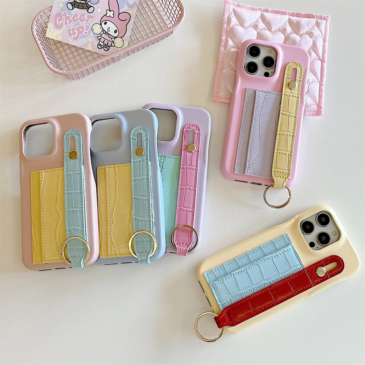 

Cute Cherry Stand Holder Phone Case For iPhone 16 Pro 15 14 Pro Max 15 Promax Cover with Charm Shockproof Cases