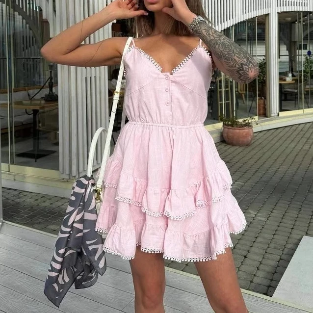

Spring and Summer New Irregular White Lace Splicing Suspender Dress Women's Waist Inner Skirt