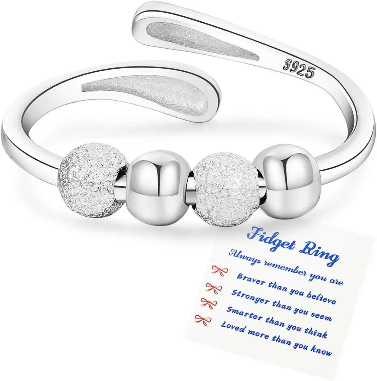 

Кольца Senteria от тревоги для женщин, регулируемые кольца-спиннеры из стерлингового серебра с бусинами, кольца-антистресс для женщин