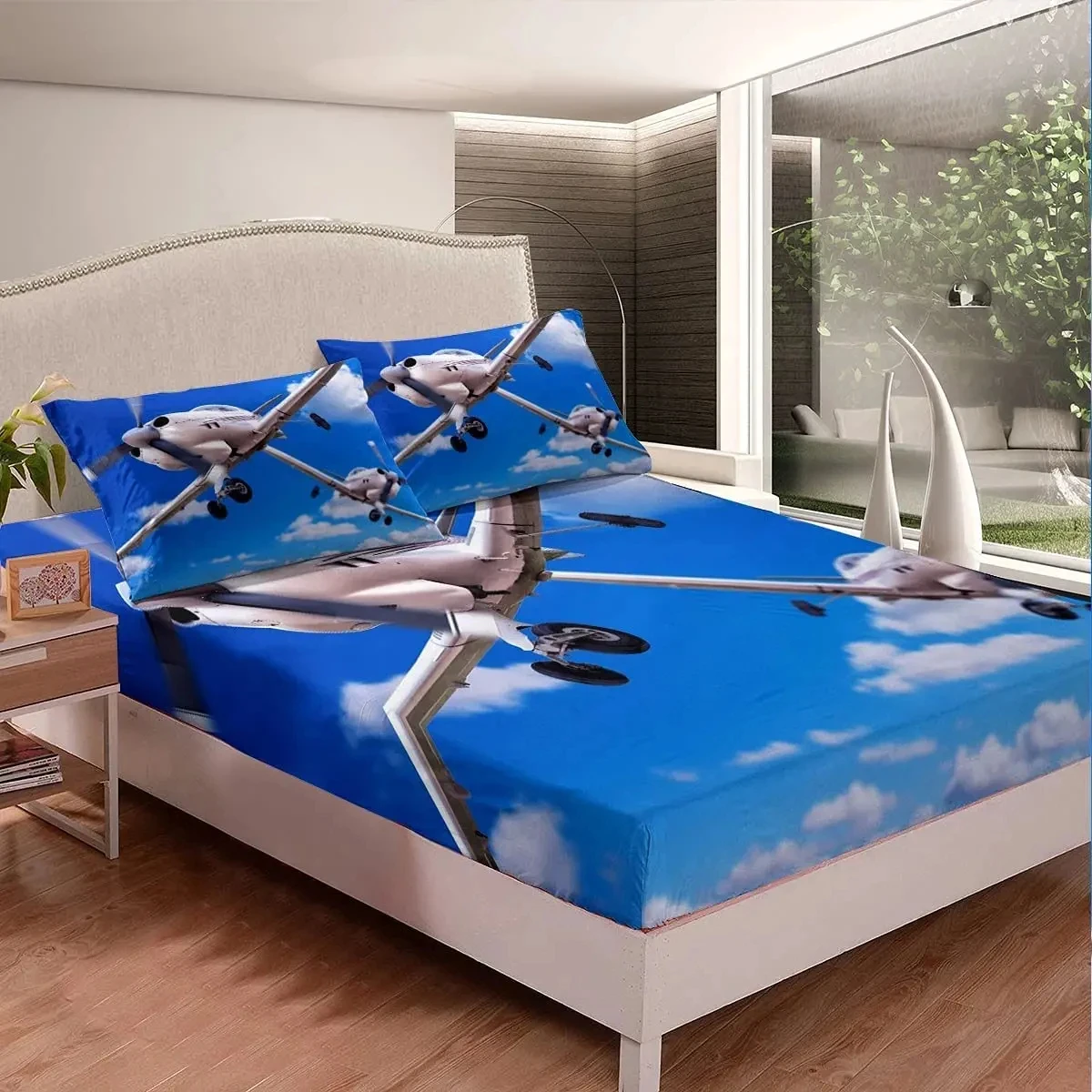 Fitted Bed Sheets Deep Pocket - Airplane Fitted Sheet Twin Queen Aircraft
