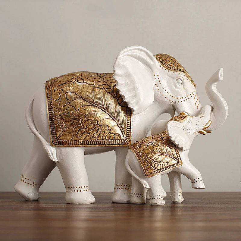 

Resin Elephant Statue Elephant Figurine Sculpture Shelf Room Desk Table Home Office Bookshelf Decor Housewarming Christmas Gift