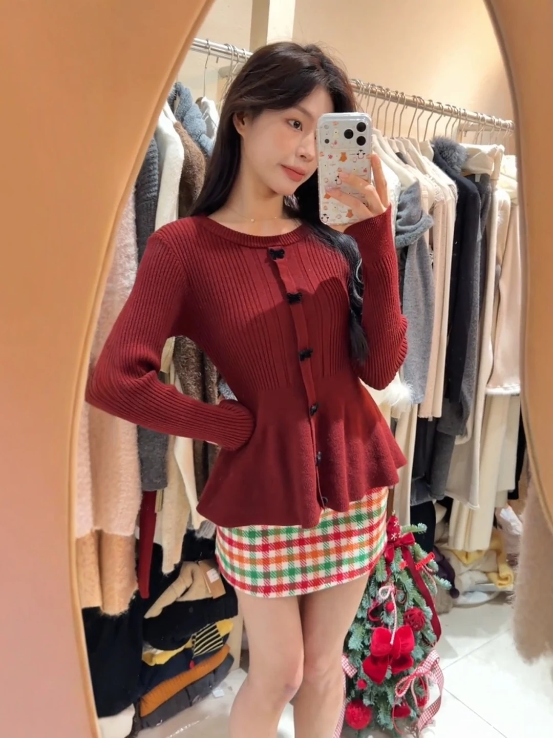 

Красный свитер с кружевным краем и узлом, женский осенне-зимний облегающий вязаный топ, модный базовый слой, одежда для девочек