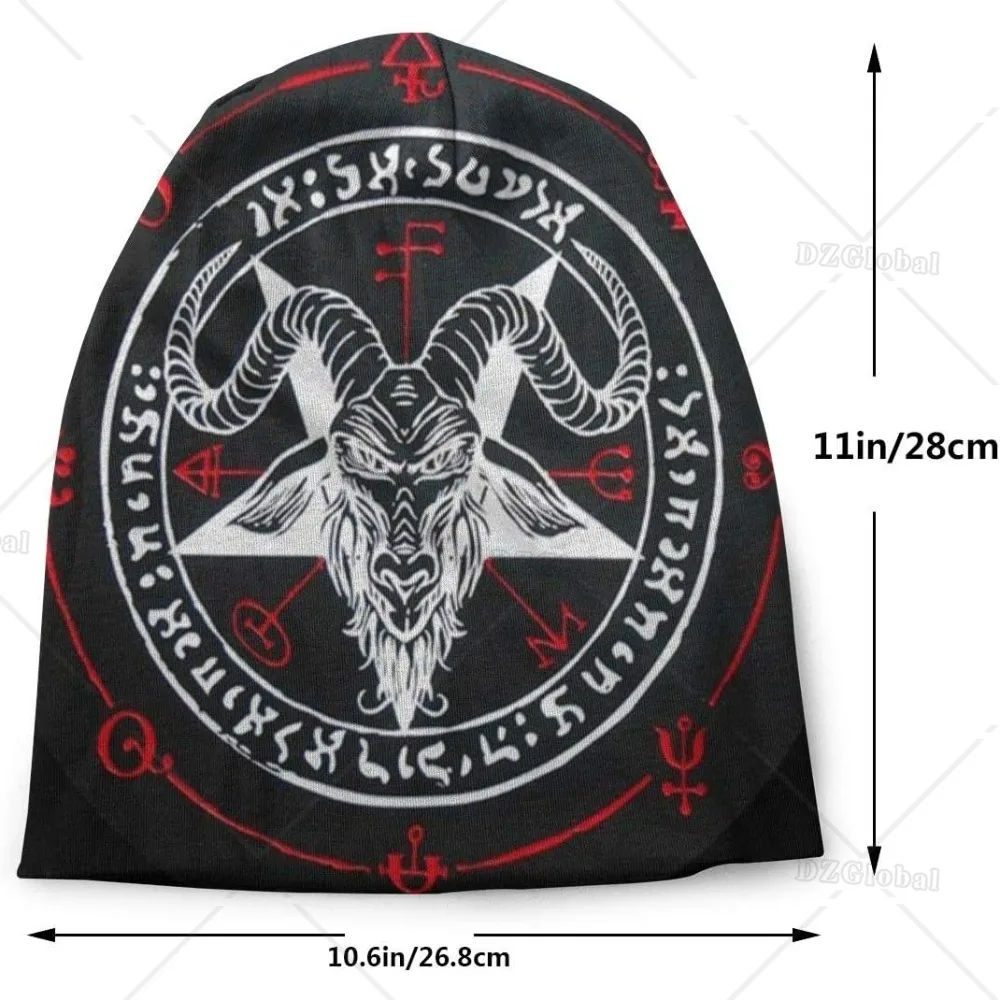 Unisex Beanie Caps 3D Printed Demon Baphomet Satanic Goat Head Skull Cap Knitting Hat Warm Winter Summer Knit Hats for Adults