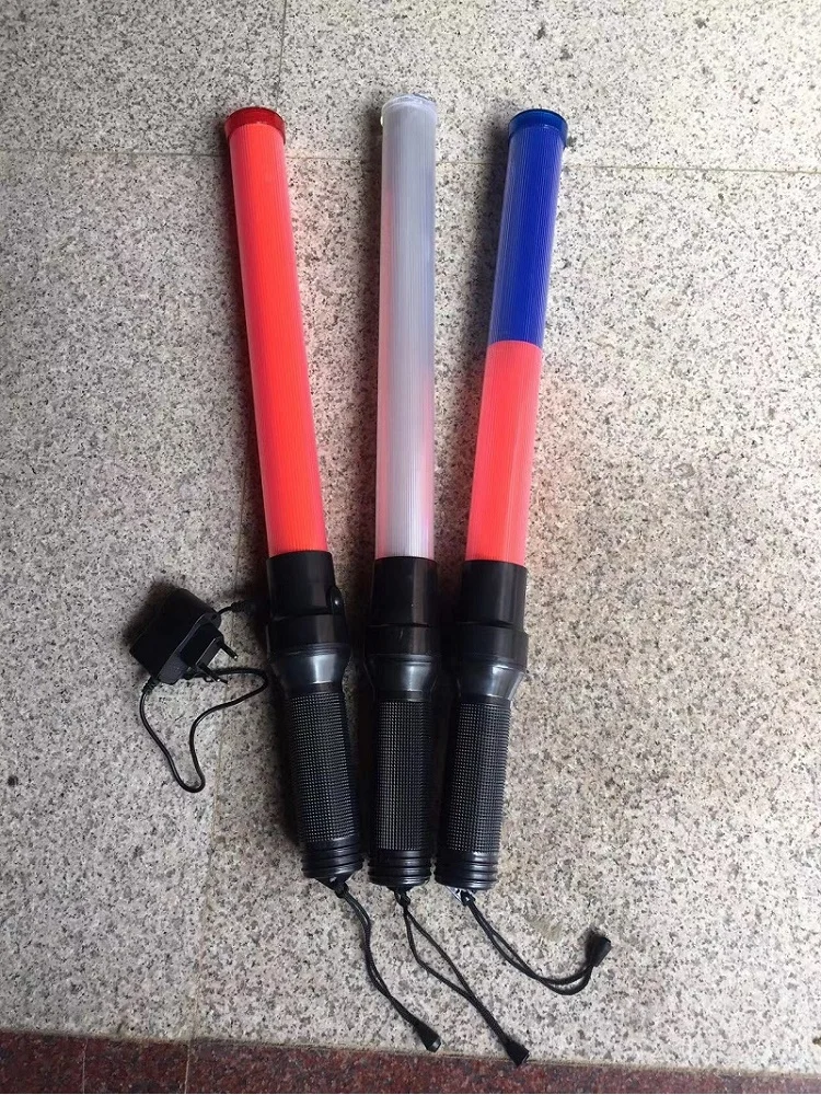 Recarregável LED piscando, Road Traffic Signal, Warning Wand, PVC, Double Color, Polícia Ref Baton, Safety Command Tool, 54 centímetros
