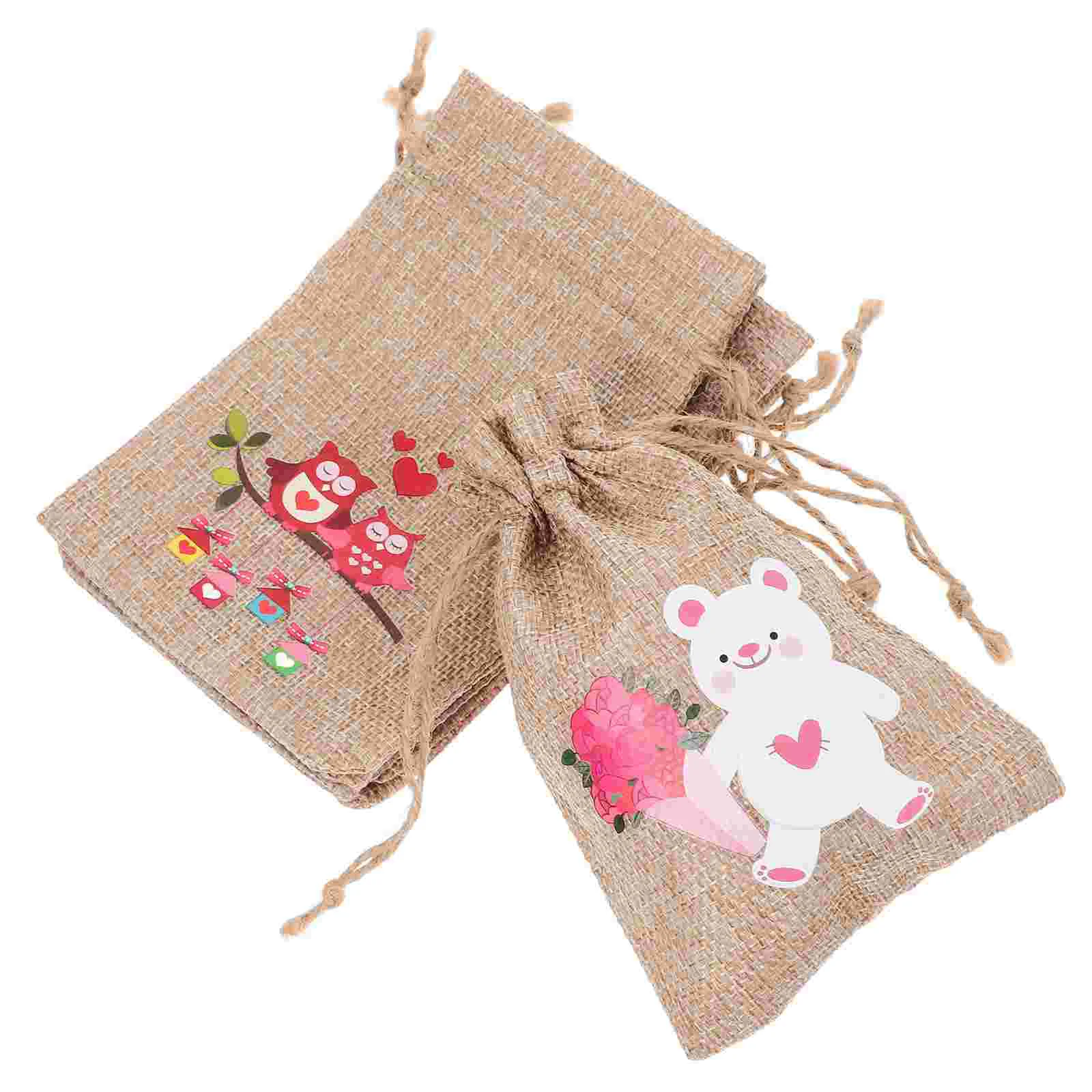 

6 PCS Valentine's Day Gift Bag Small Burlap Sack Valentines Tote Jewelry Bags Bulk