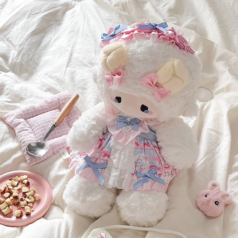 

New Cute Puff Lamb Plush Stuffed Doll Cute Accompany Comfortable Sleep Doll Funny Changable Clothes Doll Birthday Surprise Gift