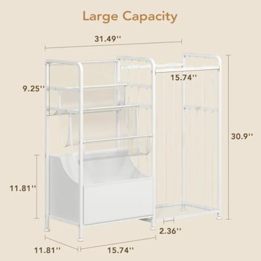 Bookshelf and Stuffed Animal Storage - Multi-Function Nursery Book Shelves with Leather Toy Box and PVC Book Display, Toy Organ