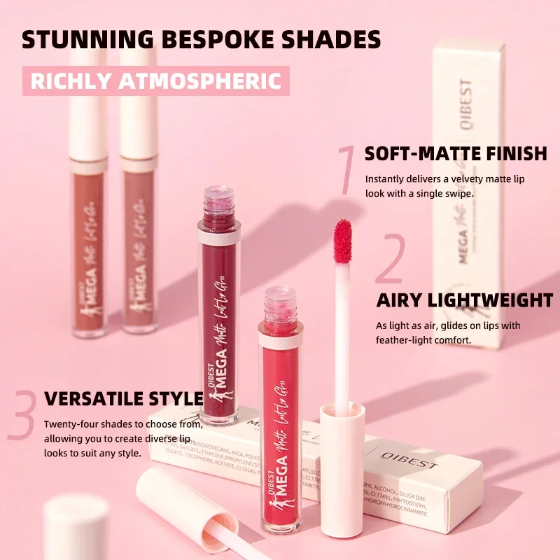 マットな仕上がりのマットリップグロス、ウォータープルーフで塗りやすい、剥がれずに長持ちする自然なメイク効果