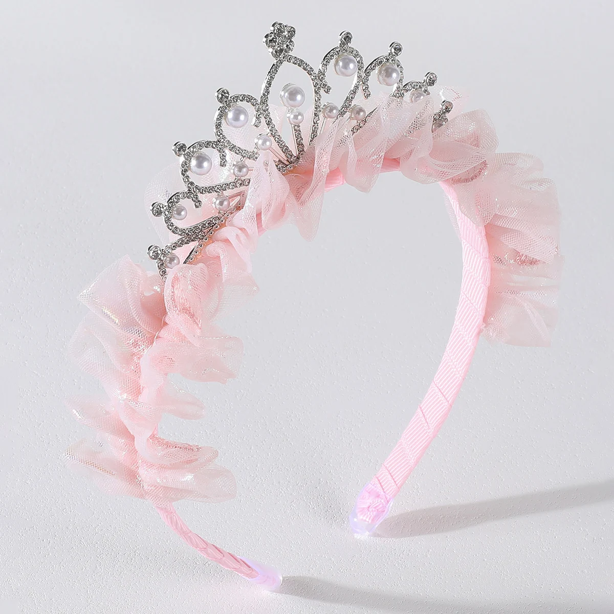 New Girls Crown Hair Band Prinses Rhinestone Lace Headband Cute Mesh Hairband Birthday Prom Party Kids Hair Accessories