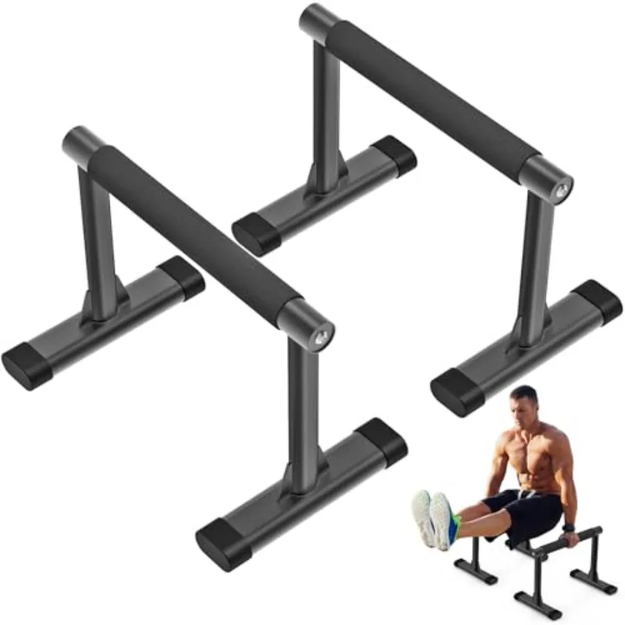 

Kipika Parallette Bars for Calisthenics - Push Up Dip Bar with Wood Handles Rock-Free Support for Handstand L-Sit Home Strength