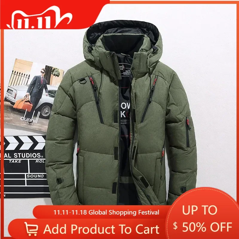 Men Hooded White Duck Down Coats Winter Casual Down Jackets High Quality Male Outdoor Windproof Warm Parkas Winter Jackets 5XL