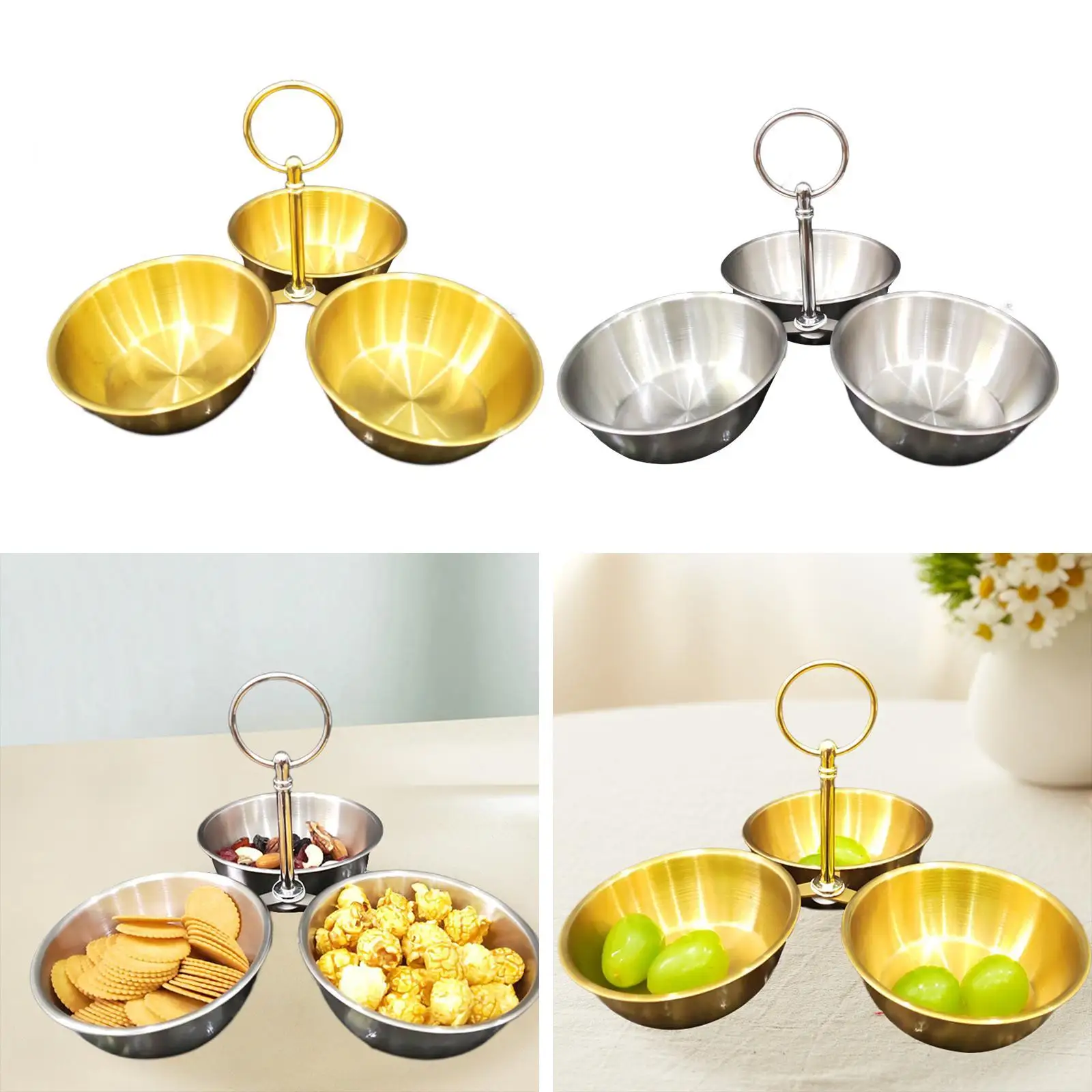 

Разделенный поднос для закусок с мисками, 3-секционная сервировочная подставка для суставов и лакомств