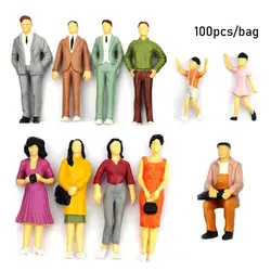 100Pcs 1:100/1:150/1:75/1:50 Scale People Figures ABS Model Building Passengers DIY Character Train Scenery Mixed Color Pose