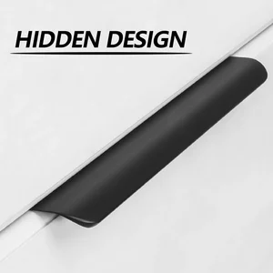 Nội thất ẩn xử lý Ouro Black Cabeat Tủ Pucch Tay cầm miễn phí cho tủ và ngăn kéo tủ quần áo kéo 7 Tay cầm cửa trắng bán hàng chính - №5
