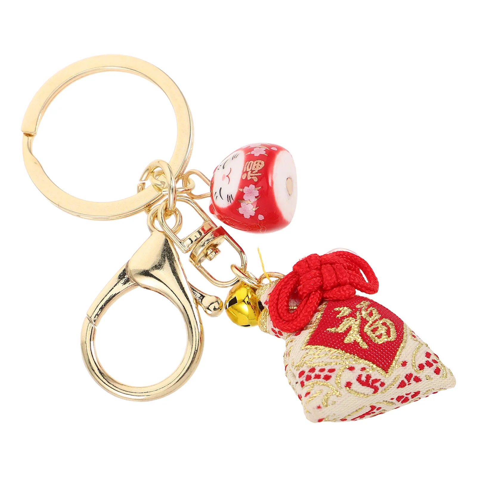 Llavero de Gato de la Suerte Japonés con Campana Melodiosa - Lindo Colgante Amuleto Omamori para Decoración de Bolsos, Mochilas y Llaves, Regalo para Ella