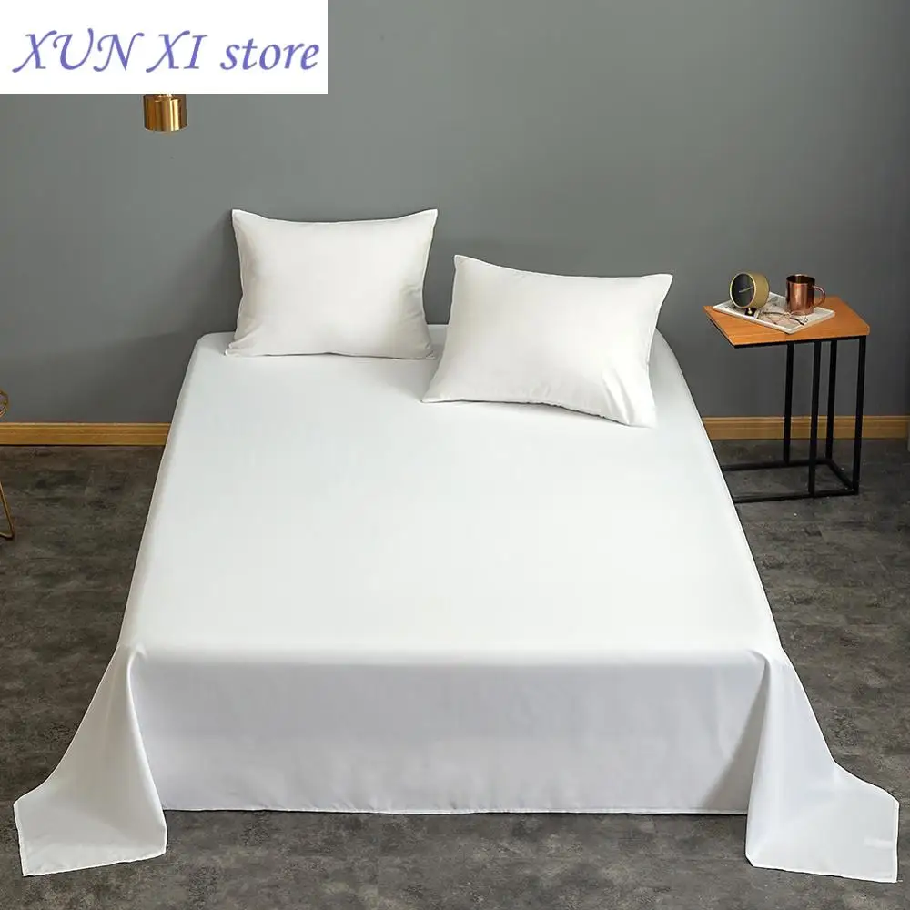 New 1 pc Bed Sheet Black Double/Queen/King Size Bed Sheet Solid Color Flat Sheet For Adult Sheet Sets (No Pillowcase)