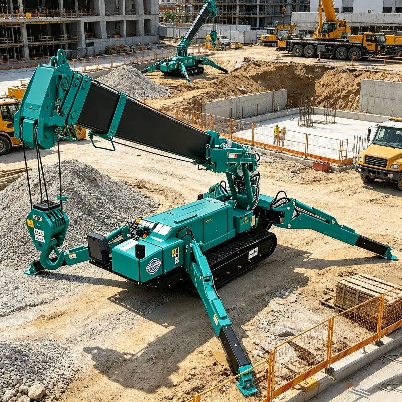 Mobile Spider Crane 8ton 10ton Telescopic Boom 360 Degree Mini Crawler Hydraulic Crane Lifting 17.5m With Fly Jib Factory Price