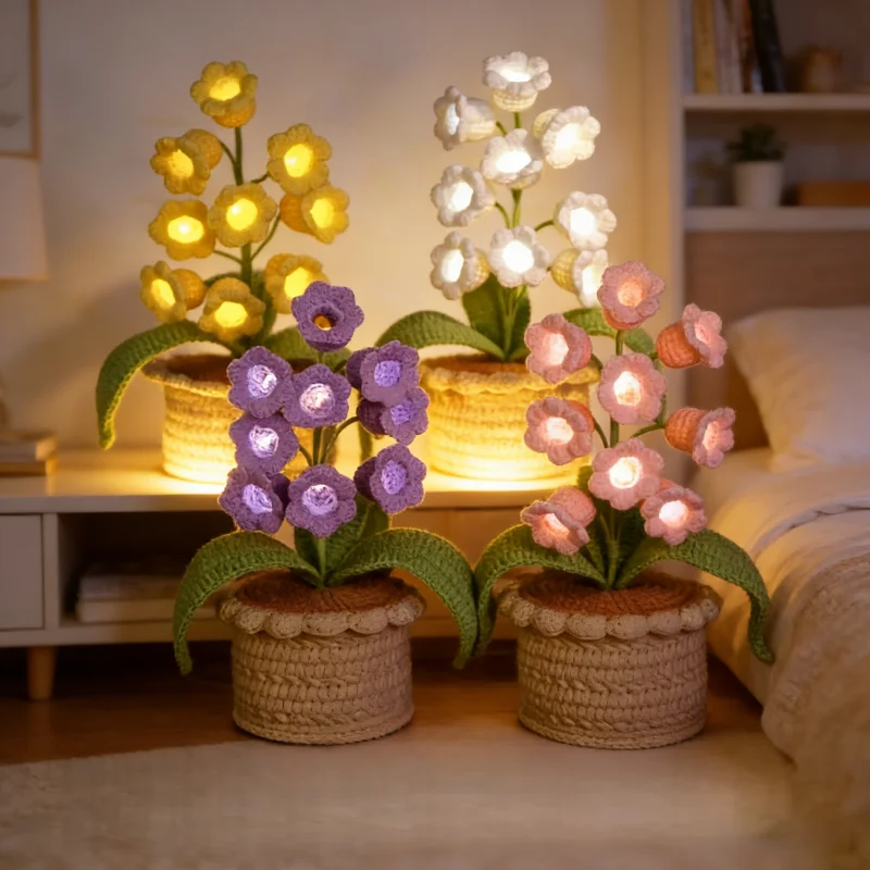 Lily of The Valley Lamp Crochet Artificial Flowers with Night