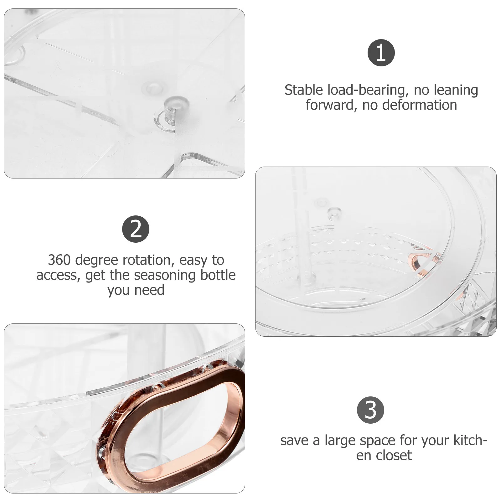 Double Rotating Tray 360° Kitchen Storage Rack For Spices Seasoning Jars Organizer Countertop Cabinet