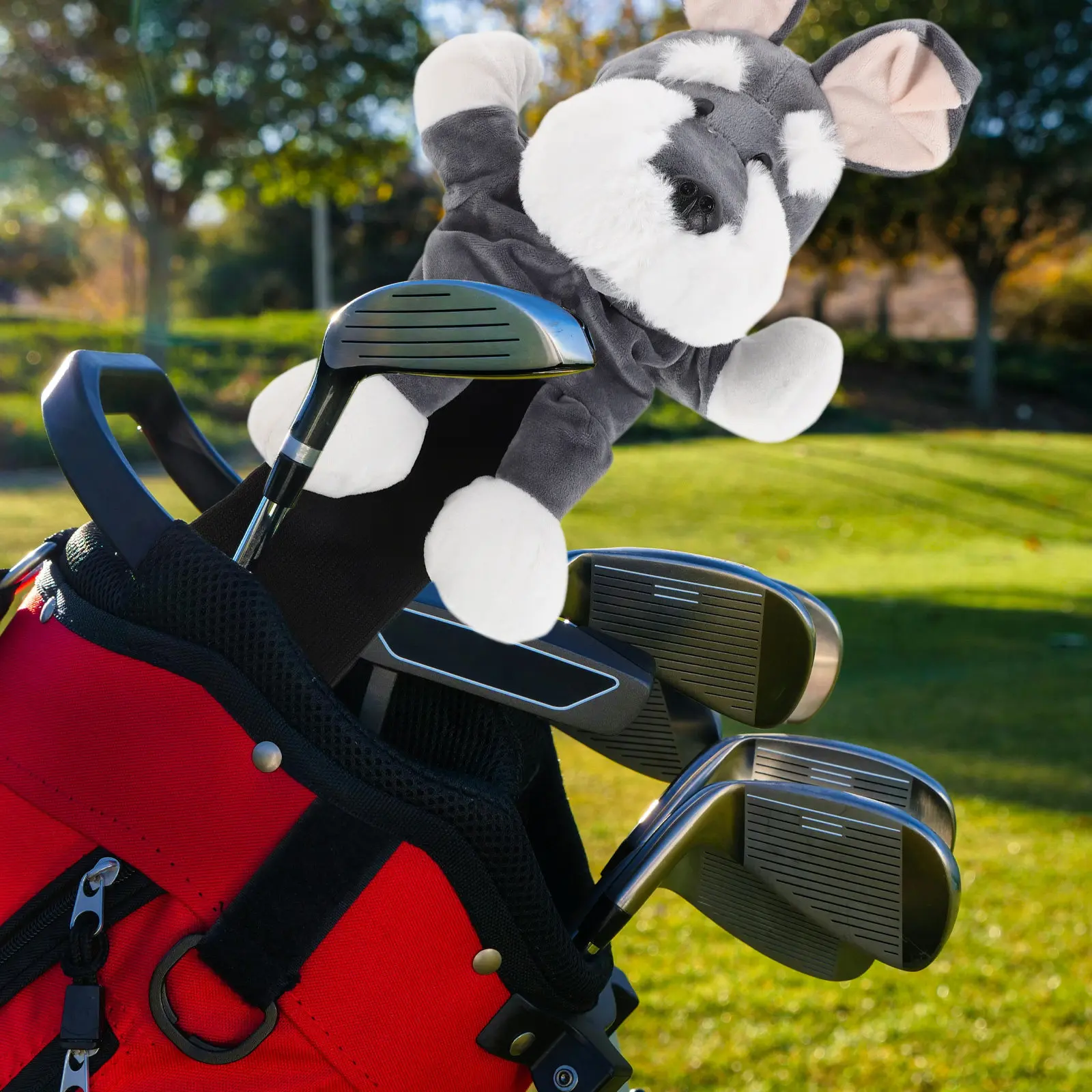 Funny Club Covers Animal Headcover Soft Protective Cartoon Schnauzer Dog Golf Accessories Driver Head Cover