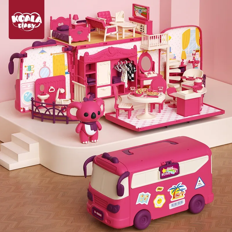 Accessoires et meubles miniatures de maison de beurre, scène de vie, jouets de simulation pour enfants, bus scolaire, modem, véhicule de supermarché