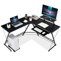 Corner desk, L-shaped gaming desk with monitor stand, keyboard shelf and CPU stand, office table computer table PC