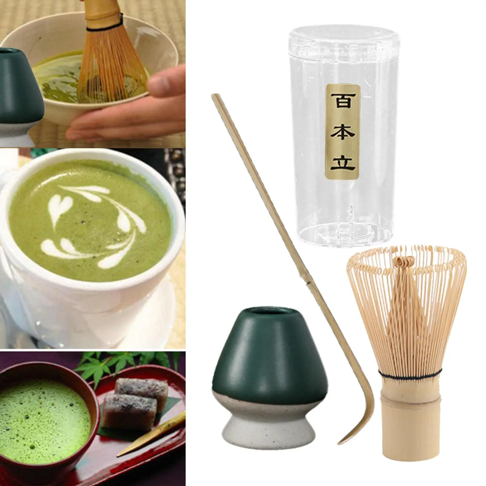 Traditional Japanese Matcha Ceremony Set Ceramic Whisk Holder Matcha Kits Matcha Whisk Matcha Scoop for Matcha Ceremony