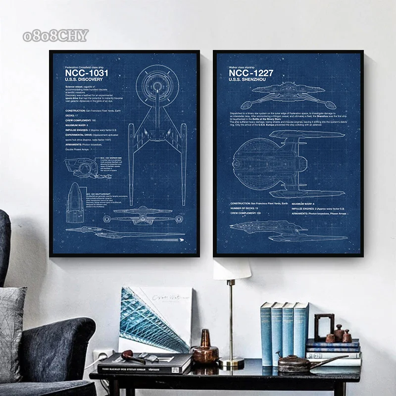 الحديثة ستار تريك مخططات الملصقات قماش يطبع اللوحة خمر صور فنية للجدران لغرفة المعيشة ديكور المنزل (بدون إطار)