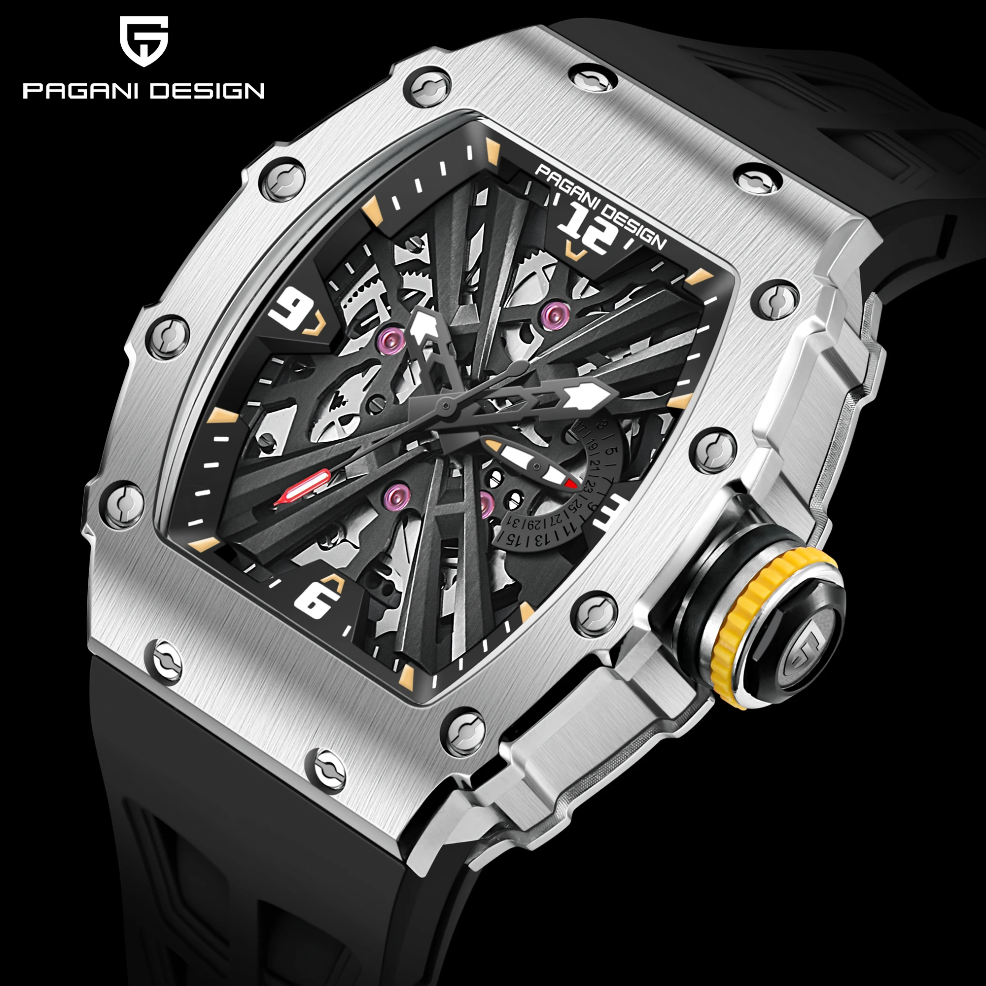 PAGANI DESIGN 2024 New Top Men\'s Sports Quartz Watches Sapphire Stainless Steel Skeletonized Waterproof Clock Reloj hombre