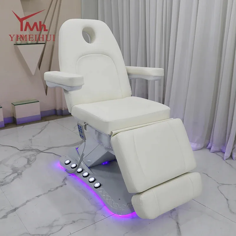 Multi-function comfortable beauty bed chair adjustable white 3 motor electric salon beauty bed set for clinic beauty