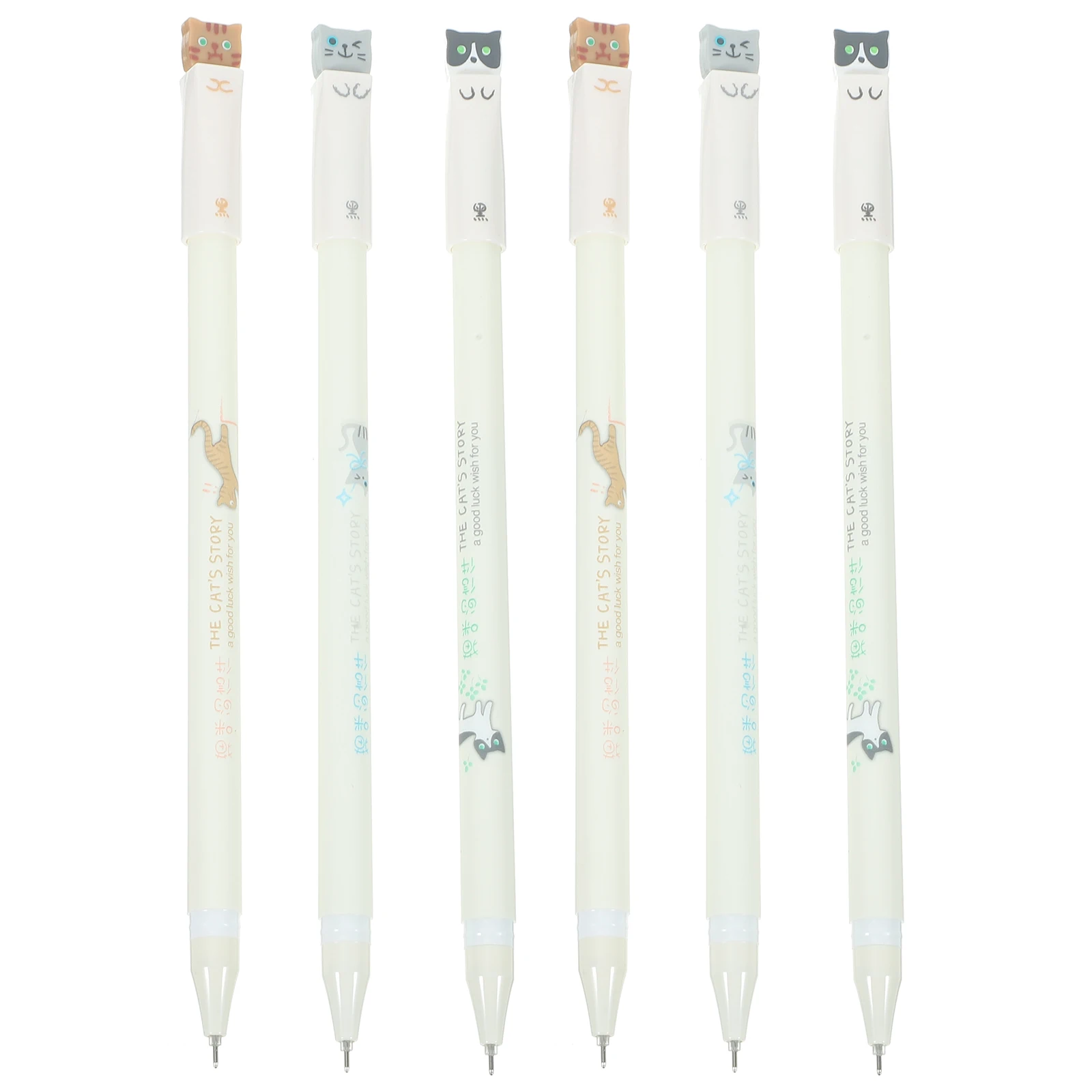 6 قطعة أقلام القط Kawaii هلام القلم الحبر الأسود لطيف القرطاسية لكتابة الطلاب مدرسة مكتب المنزل استخدام الكرتون تصميم السلس