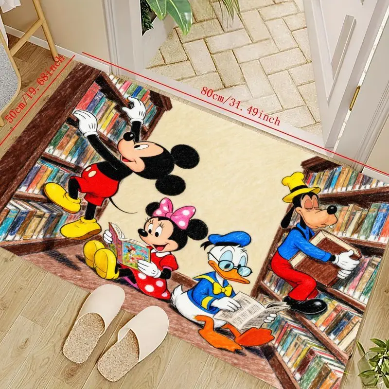 

1 шт., классические персонажи Диснея, Микки и Минни, Дональд Гуфи, книжная полка для чтения, тематический напольный коврик, нескользящий мягкий коврик против усталости
