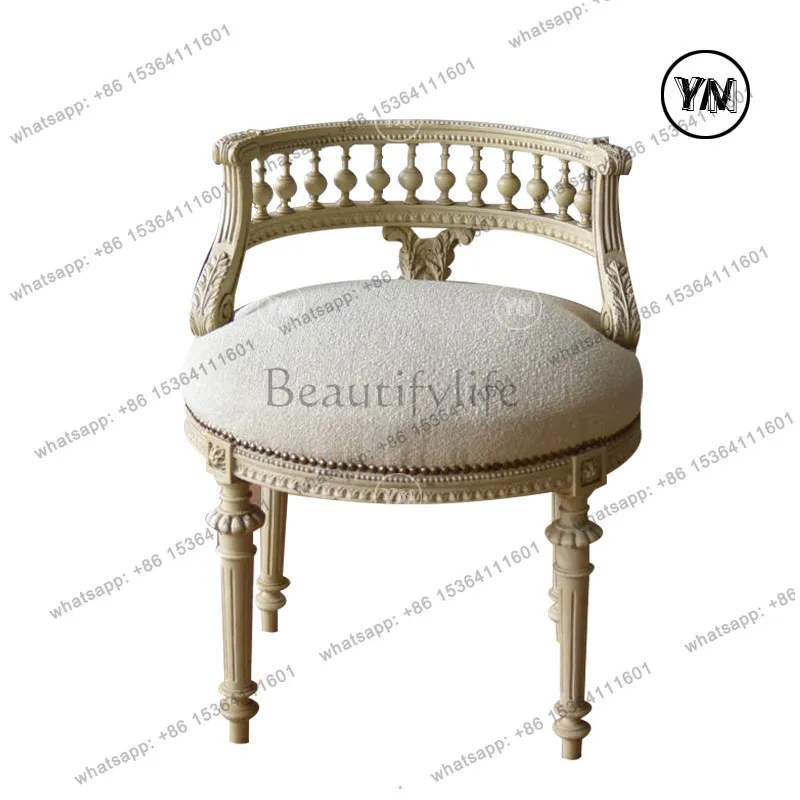 Princess makeup chair solid wood bedroom retro soft bag casual decoration chair