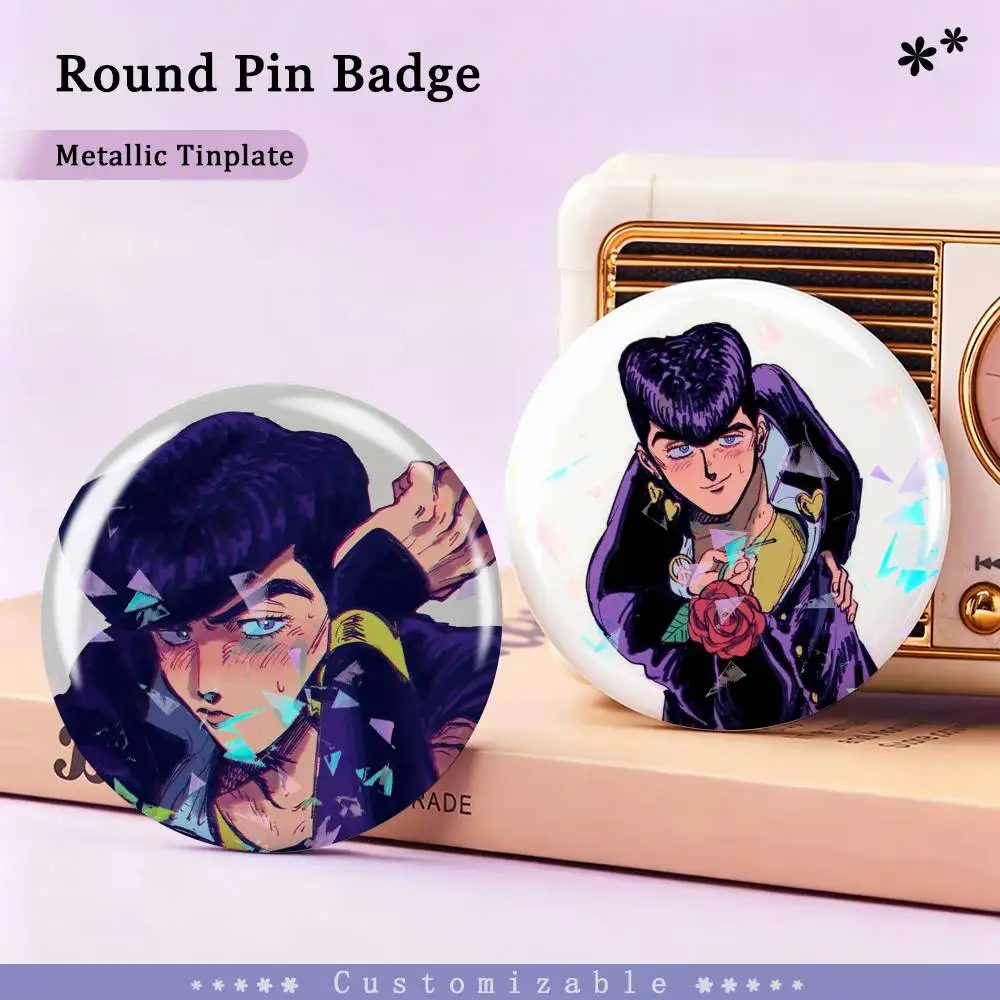 Tough Guy J-Josuke Higashikata Jojo Custom Tinplate Round Button Badge Pins Brooches