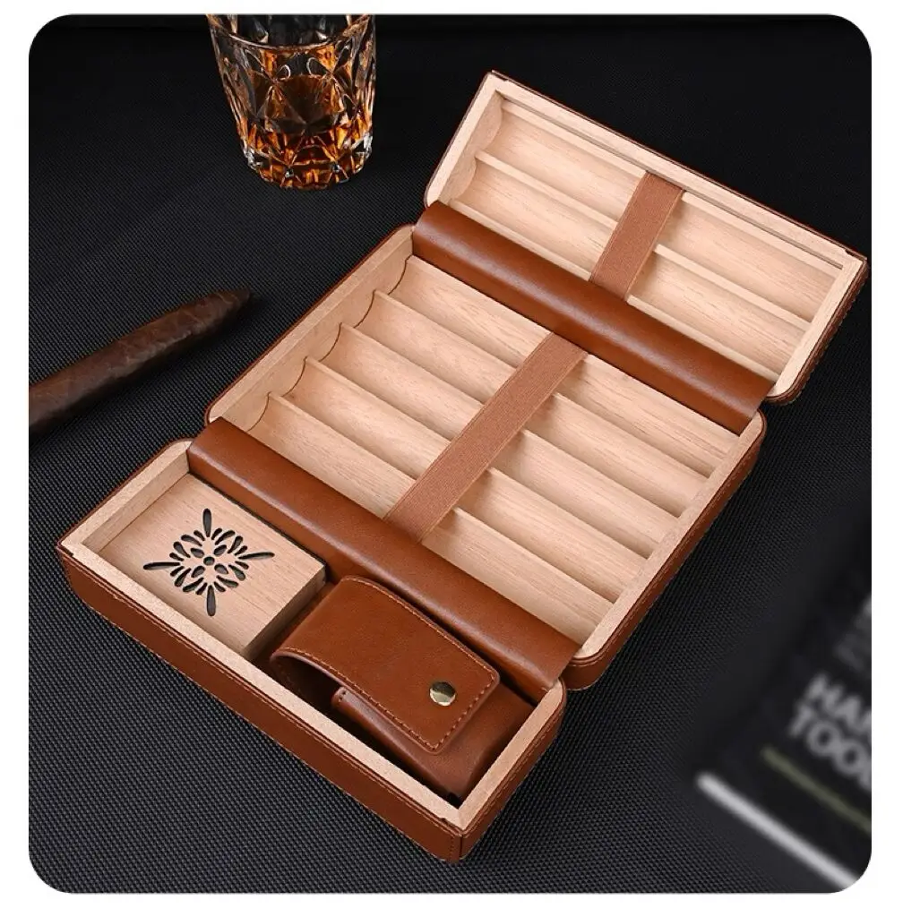 Portable Moisturizing Cigar Case Handbag, 7-Pack Cigar Handbag, Travel Portable Cigar Bag.