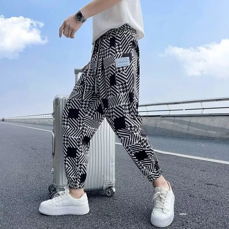 Cargo Pants Summer Man Pants Gym Korean Popular Clothes Men's Cropped Trousers Jogging Joggers Sweatshirt Sport Big Size Running