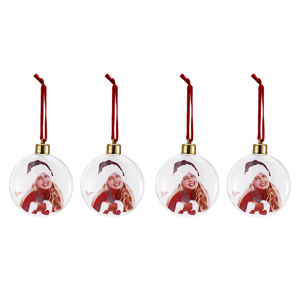 

4 Pcs Christmas Tree Pendant Inflatables Photo Xmas Crafts Ornament Hanging Frame Label