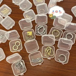 6/12Pcs Mini Transparent Jewelry Box Plastic Storage Boxs Rings Bracelet Necklace Organizer Small Square Carrying Cases Portable