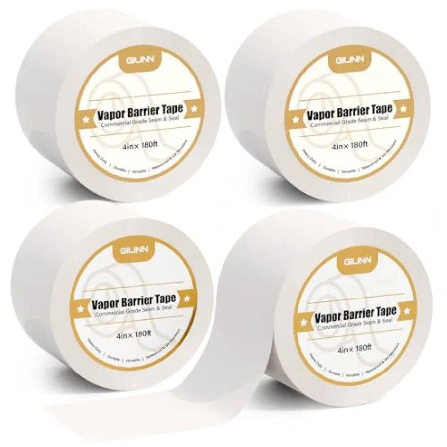 

Vapor Barrier Tape, 4" Wide x 180' Long Moisture Barrier Tape, 9 mil White polyethylene Tape, Moisture Sealing and Seams for Cr