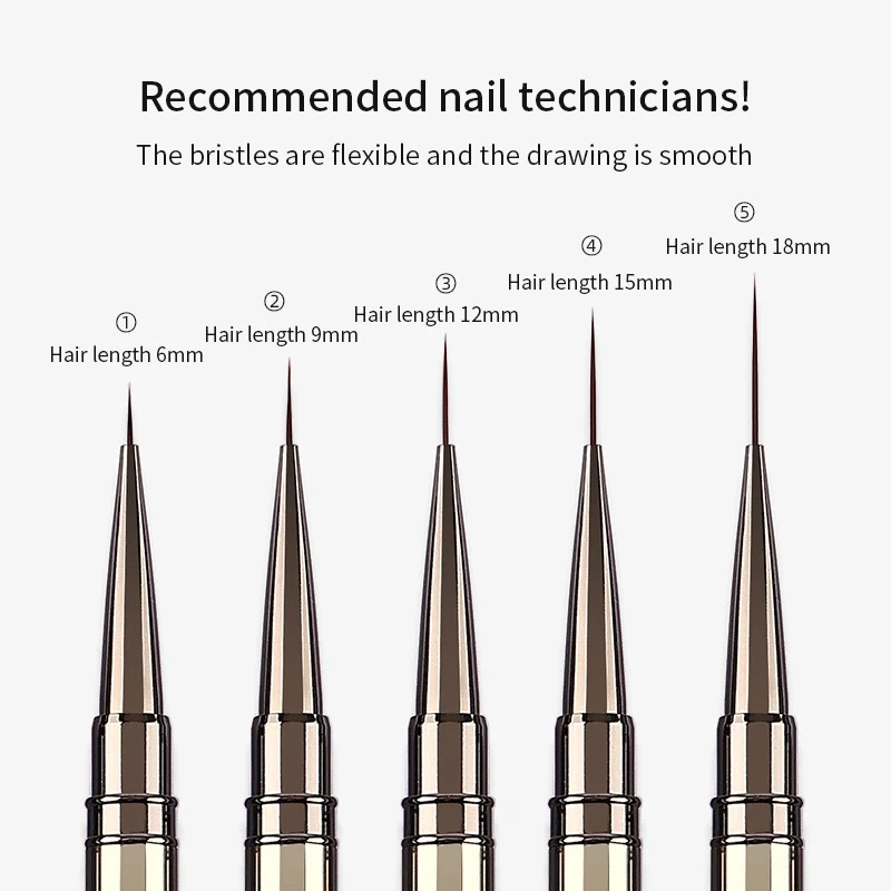 Nails Art Liner Brushes Elongated Lines Striping Drawing Painting 6/9/12/15/18/25mm Nail Design Pen Professional Manicure Tool